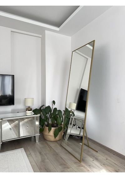 Effe Gold Metal Çerçeveli 180x80 Cm Ayaklı Boy Aynası