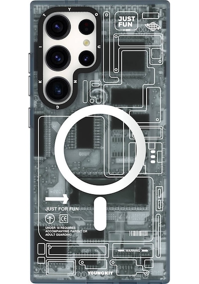 Galaxy S24 Ultra Uyumlu Kılıf Magsafe Şarj Özellikli Youngkit Technology Serisi Kapak Mavi