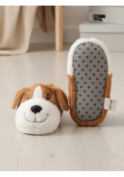 Papucumun Dünyası Unisex Yumuşak Taban Sevimli Köpek Panduf Yetişkin Ve Çocuk Kız Ve Erkek Panduf Kahverengi Papucumun Dünyası Unisex Yumuşak Taban Sevimli Köpek Panduf Yetişkin Ve Çocuk Kız Ve Erkek Panduf Kahverengi