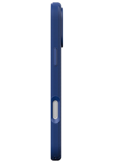 Apple Uyumlu iPhone 17 Pro Max Kılıf Magsafe Şarj Özellikli Çizgi Desenli Kumaş Dokulu Lorin Kapak Lacivert