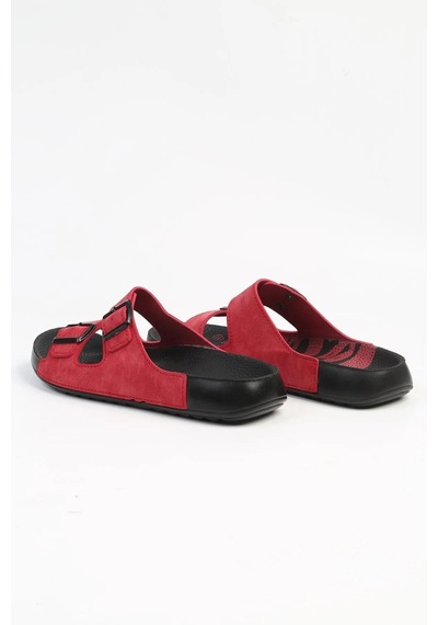 Lee Cooper Orthopedix 2013 Çift Bantlı Suya Dayanıklı Tokalı Unisex Terlik Kırmızı