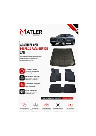 Jaecoo 7 2026 Model 4d Ekstra Havuzlu Paspas Ve Bagaj Havuzu Set