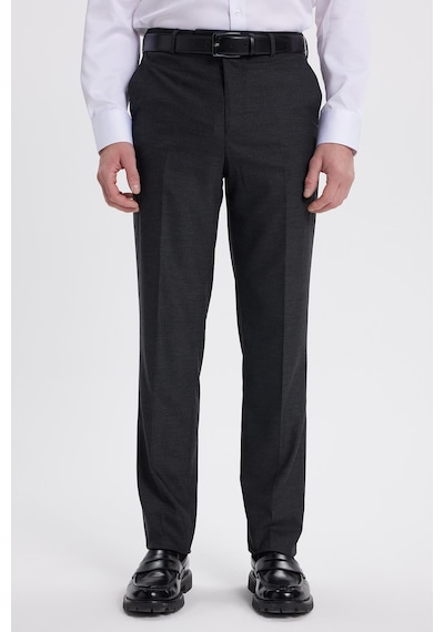Tudors Erkek Slim Fit Sivri Yaka Çizgili Kapaklı Cepli Antrasit Takım Elbise-41961