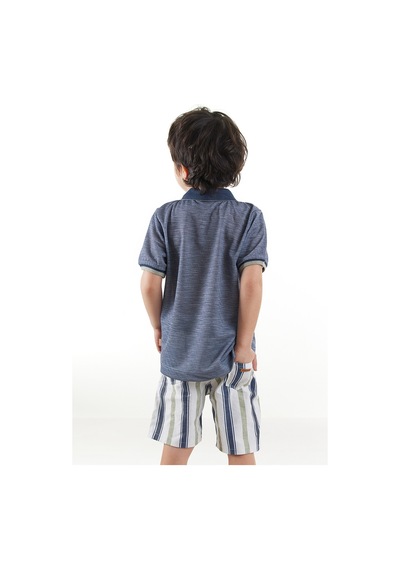 Midimod Erkek Çocuk 3'lü Takım Polo Yaka T-shirt Şort Kemer Takım Renkli Çok Renkli