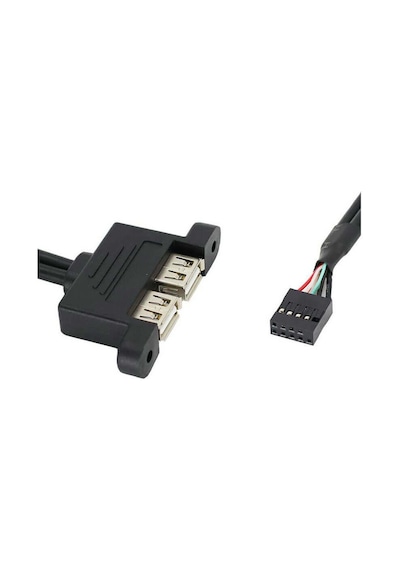 9 pin to 2x USB A Dişi Dikey Panel Tipi Kablo - 30cm