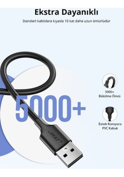 Ugreen Micro Usb Şarj Ve Data Kablosu Beyaz 1 Metre