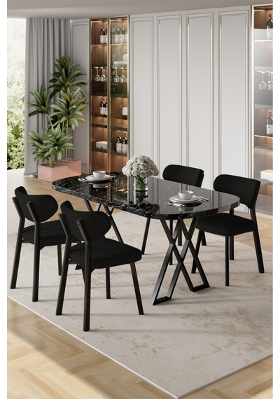 Canisa Axton Serisi Sabit Mdf 90x168 Siyah Mermer Desen Mutfak Masa Takımı 4 Siyah Sandalye Siyah Sandalye Siyah Mermer Masa Canisa Axton Serisi Sabit Mdf 90x168 Siyah Mermer Desen Mutfak Masa Takımı 4 Siyah Sandalye Siyah Sandalye Siyah Mermer Masa