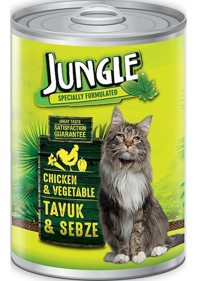 Jungle Tavuklu ve Sebzeli Konserve Yetişkin Kedi Maması 415 G