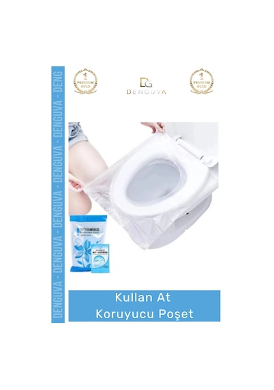 Klozetpoşeti Hijyenik Tek Kullanımlık Seyahat Tipi Koruyucu Pratik Steril Klozet Kapağı Poşeti 50 A Çok Renkli