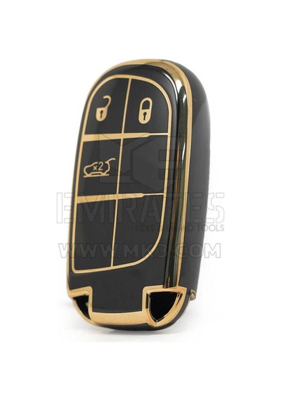 Fiat Egea Cross 500x Uyumlu 500l 5 Buton Nano Anahtar Kılıfı Siyah Gold Altın Renk