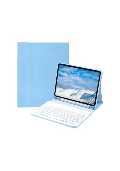 Gld-spt- Newface Apple Uyumlu iPad Pro 11 2022 Kılıf Kc01 Smart Klavyeli Tablet Kılıfı - Açık Mavi