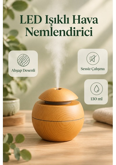 Ahşap Desenli Küre Ultrasonik Hava Nemlendirici