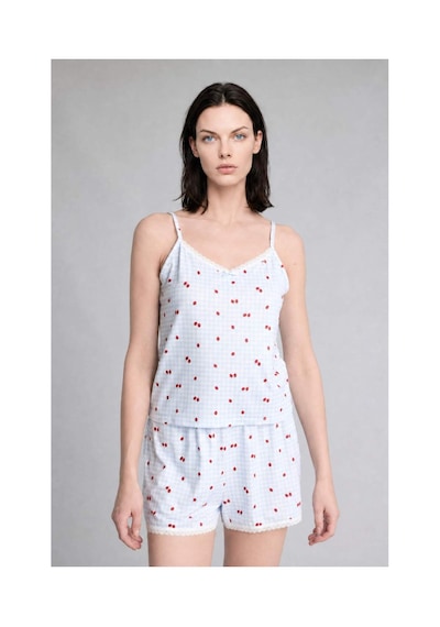 Defacto Regular Fıt Askılı 2li Softshell Açık Mavi Şortlu Pijama Takımı H6376ax26hsbe250 Mavi-be250