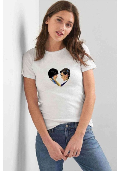 Stanger Things Mike & Eleven Love Kadın Beyaz Tshirt (534817051)