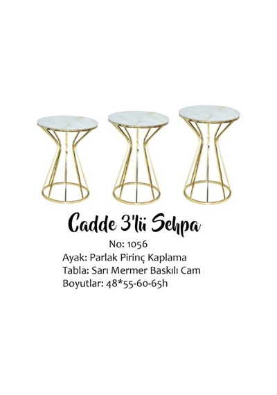 Brc Cadde Zigon Model Sarı Mermer Temper Cam Metal Çelik Gold Renk Kaplama Kutuda Sevk El Yapım