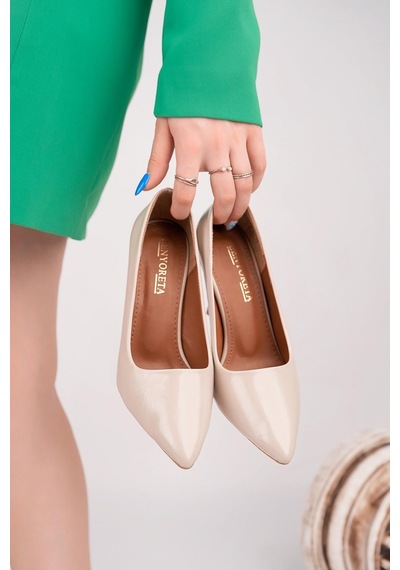 Nesilshoes Nesil Shoes Senyo K72 Ten Rugan Baskı Topuklu Kadın Stiletto