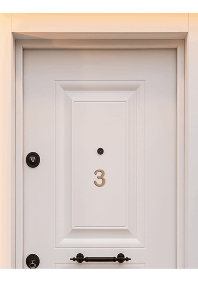 4x2 Cm Altın Sarı Renk Metal Kapı Numarası No 3 - Yapışkanlı Daire Ve Villa Numaratörü