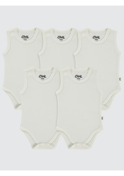 Civil Baby Bebek 5'li Çıtçıtlı Badi 0-3 Ay Beyaz