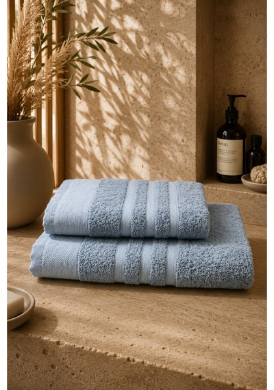 Sahra Model 2'li Banyo Havlu Seti İndigo
