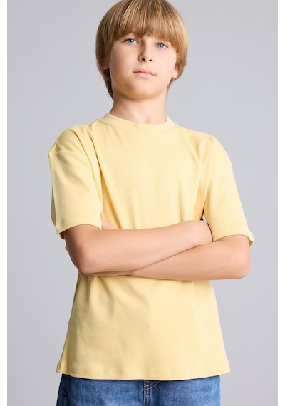 Defacto %100 Pamuk Oversize Bisiklet Yaka Kısa Kollu Basic Erkek Çocuk Tişört. G6486a826auyl506 Sarı-yl506
