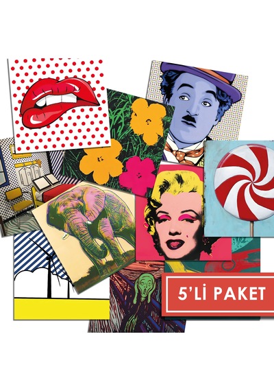 Kendinden Yapışkanlı Popart 3 Desenli Pvc Karo 20x20 Cm 5 Li Paket