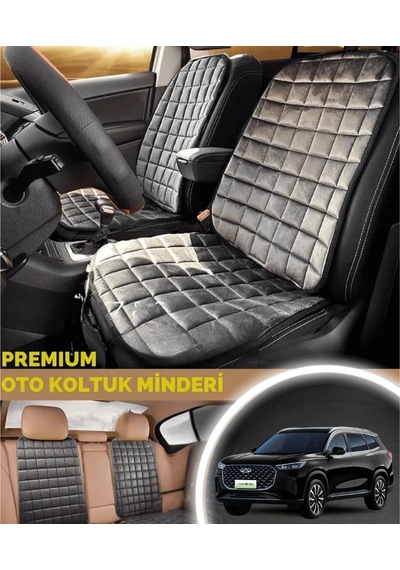 Tiggo 8 Koltuk Minderi Ortopedik Cepli Araç Ve Kılıf Seti Tam Uyumlu, Antrasit Renk, Konforlu Tasarım