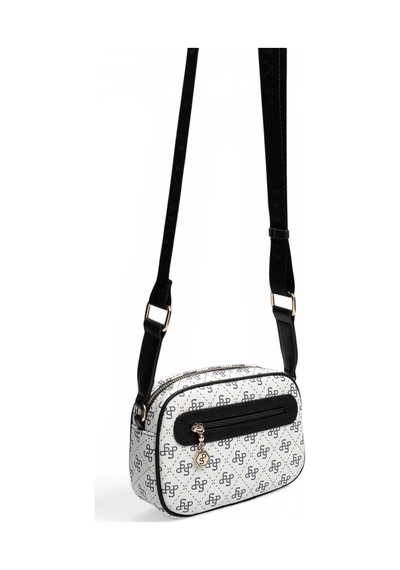 Silver & Polo Silver Polo Beyaz - Siyah Monogram Kadın Çapraz Çanta Sp1111
