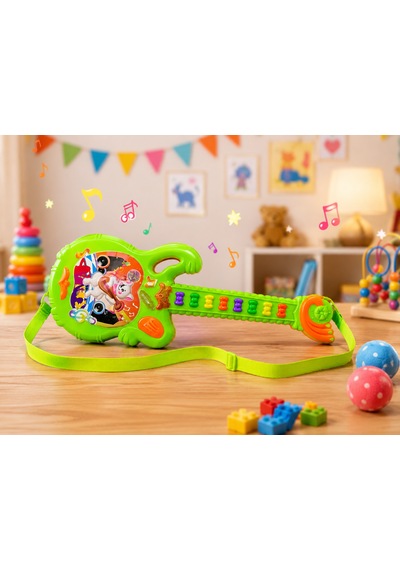 Neon Yeşil Renkli Mini Oyuncak Gitar