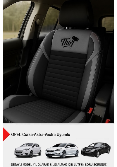 Thor Tay Tüyü Oto Koltuk Kılıfı Opel-corsa-astra-vecta Uyumlu Gri