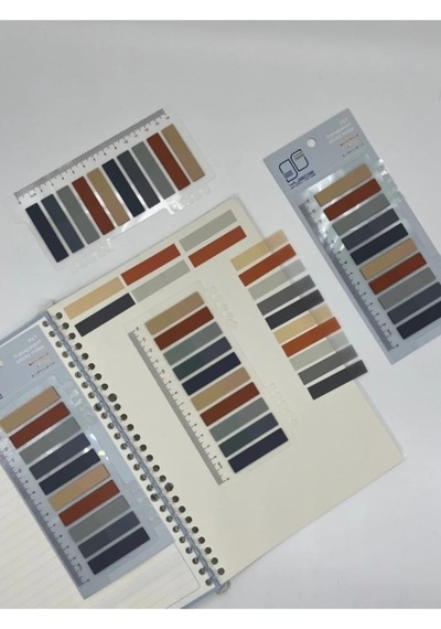 10 Renkli Cetvelli Gri Ve Toprak Tonları İndeks Sticker/index/post-it/postit/kitap Ayracı/not K