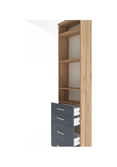 Arges Dolap 4 Raflı 4 Çekmeceli 60x30x243 Çam-antrasit Atlas Çam