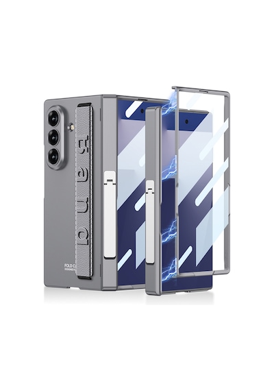 Galaxy Uyumlu Z Fold 7 Kılıf Zore Kıpta Kpt-01 Standlı Kapak Gri