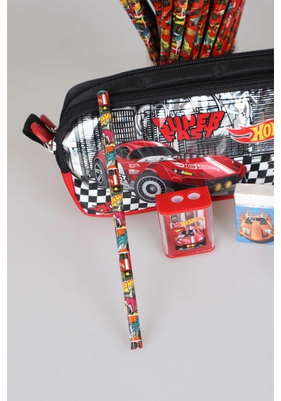 Yeni Sezon Lisanslı Hot Wheels Kalem Çantası,2 Adet Kurşun Kalem,silgi Ve Çift Bıçaklı Kalemtraş Kırtasiye Seti Diğer