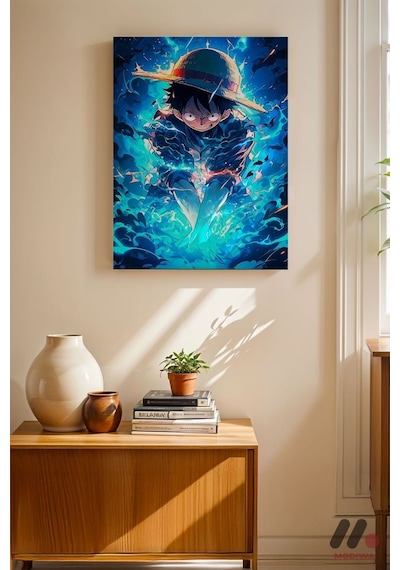 One Piece Mavi Enerji Poster, Çerçevesiz Yüksek Kalite Duvar Afişi - Anime Severlere Özel Hediye