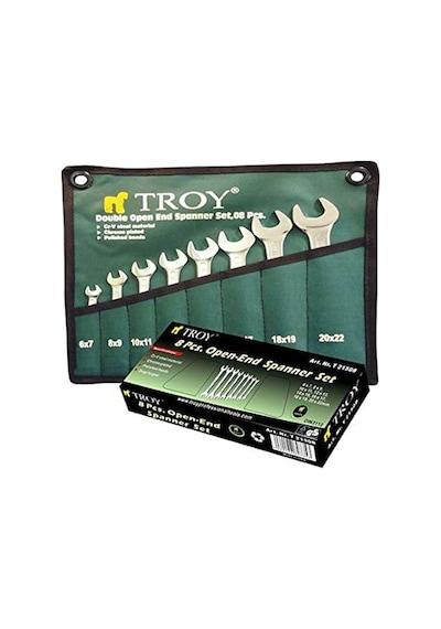 Troy T 21508 Açık Ağız Anahtar Takımı, 8 Parça, 6/22 Mm