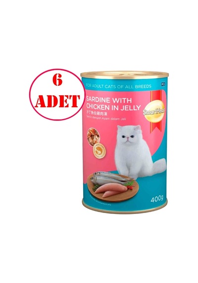 Smart Heart Kedi Konservesi Jöle İçinde Tavuklu Ve Sardalyalı 400 Gr 6 Ad