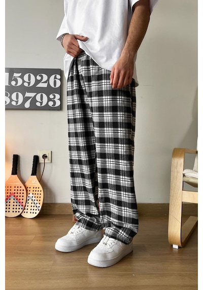 Flaw Beli Lastikli Ekoseli Pijama Gri Gri