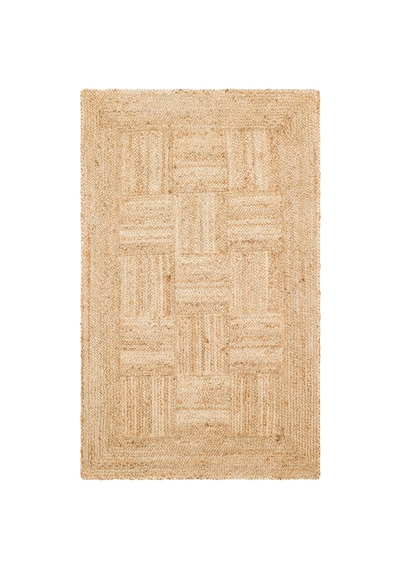 Natura Nt06 Sepet Örgü Desenli Jüt El Dokuma Bej Modern Halı