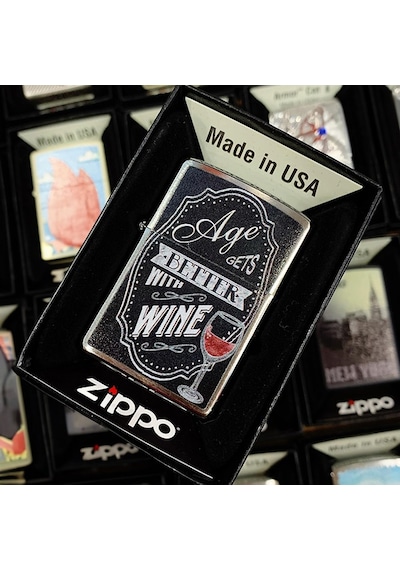 Zippo Age Gets Better With Wine Dizayn Çakmak Gri