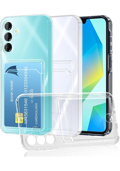 Samsung Uyumlu Galaxy A16 Kılıf Şeffaf Kartlık Bölmeli Şeffaf Silikon
