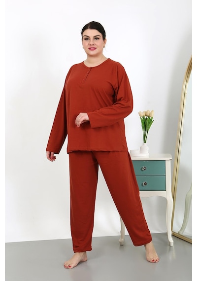 Akbeniz Kadın Büyük Beden Uzun Kol Penye Pijama Takımı Kiremit 202501 Kiremit Akbeniz Kadın Büyük Beden Uzun Kol Penye Pijama Takımı Kiremit 202501 Kiremit