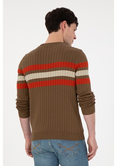 U.S. Polo Assn. Erkek Slim Fit Bisiklet Yaka Haki Kazak 50297046-VR027
