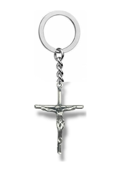 İsa Heykeli Figürlü Haç Metal Anahtarlık Unisex Dini & Antik Aksesuar