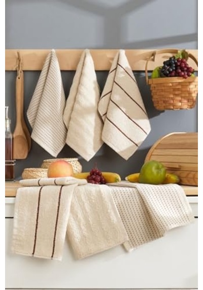 6 Lı El Yüz Mutfak Havlusu Seti Sophia 30 X 45 Cm Açık Gri