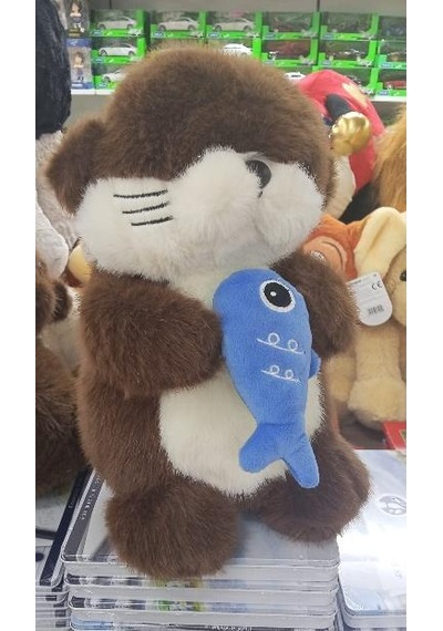Peluş Kahve Uyku Arkadaşı Balık Tutan Susamuru Su Samuru Peluş 35 Cm Pelüş