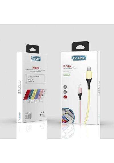 Go Des GD-UC519 Lightning USB Kablo 2.4A Şarj Kablosu 100 CM Data Kablo Sarı ZORE-258879