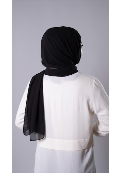 Hürrem Bone Siyah Pratik Hazır Geçmeli Şal Şifon Kumaş Hijab Bone 3009 01