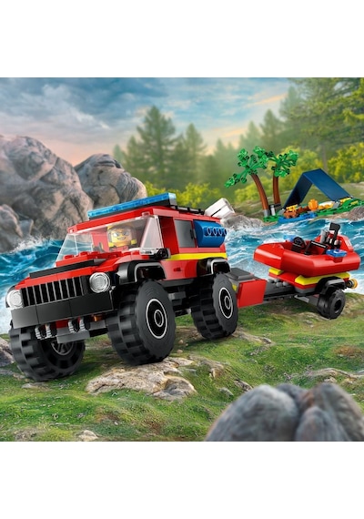 LEGO® City 4x4 Kurtarma Botlu İtfaiye Kamyonu 60412 5+ Yaratıcı Oyuncak Yapım Seti - 301 Parça