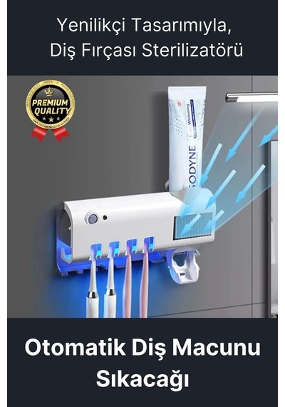 Akıllı Güneş Enerjili Usb Şarjlı Diş Macunu Sıkacağı 4 Diş Fırçası Uv Işık Sterilizatörü Temizleyici Çok Renkli