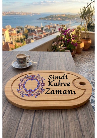 Kahve Keyfi Temalı Afilli Kahve Sunum Tablası